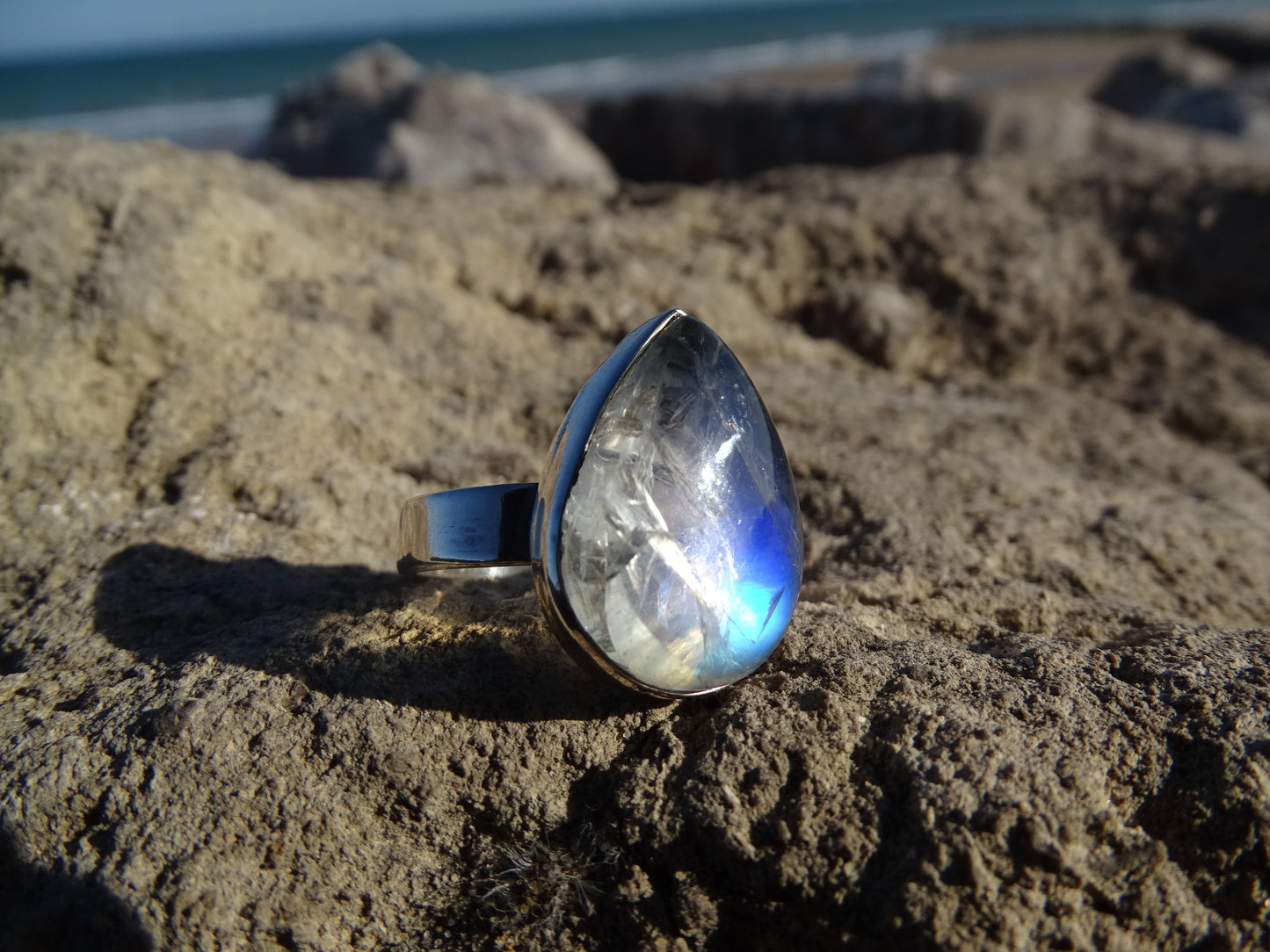Bague Pierre de Lune Argent 925 Taille 59.5