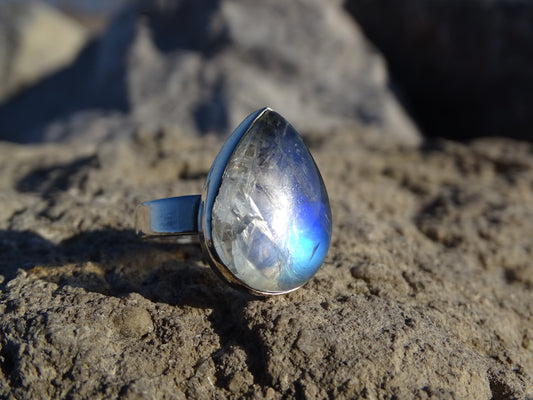 Bague Pierre de Lune Argent 925 Taille 59.5