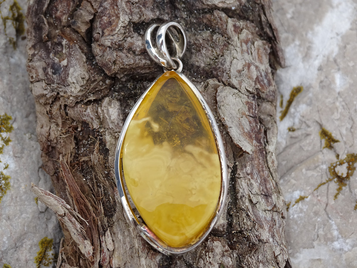 Pendentif Ambre Argent 925