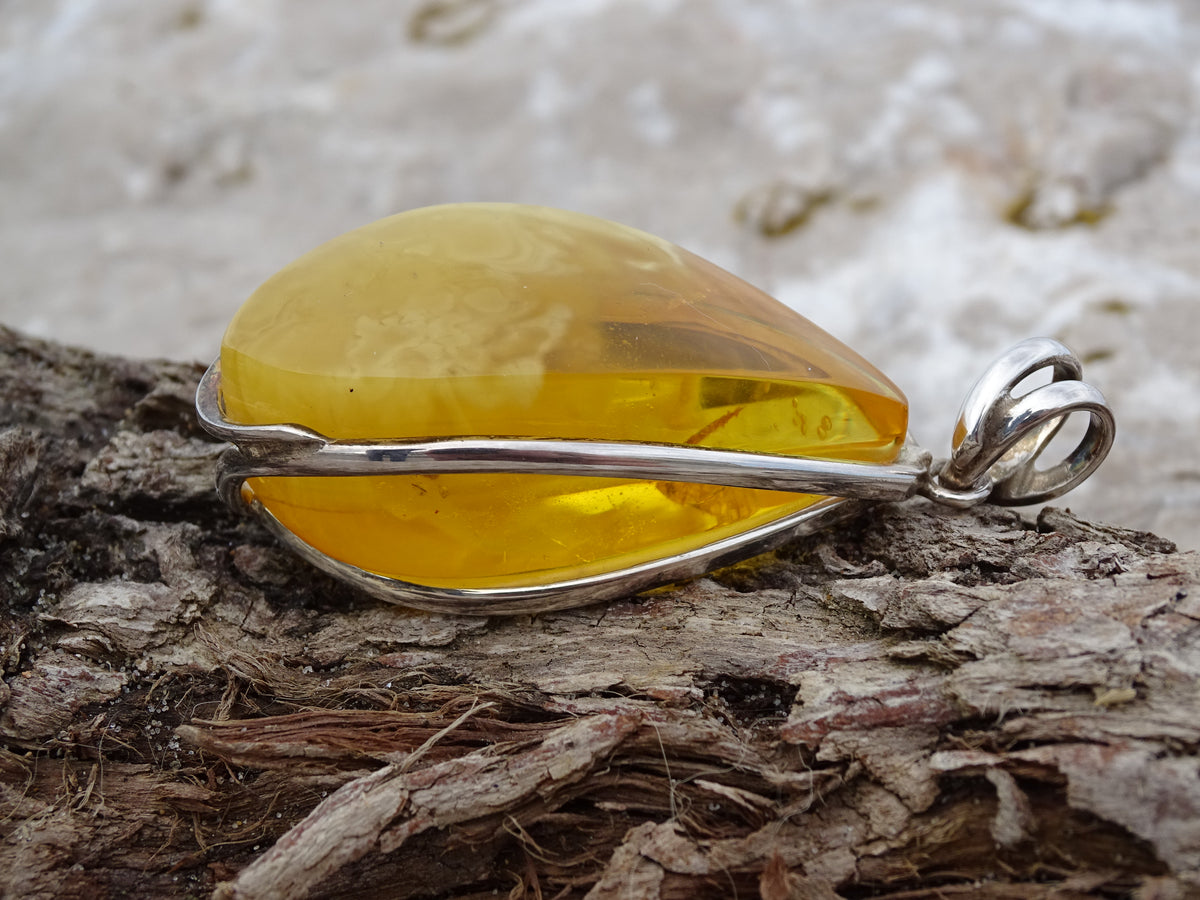Pendentif Ambre Argent 925