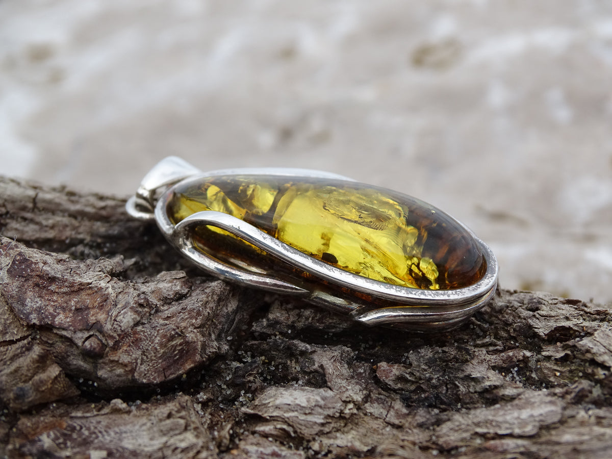 Pendentif Ambre Argent 925