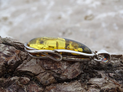 Pendentif Ambre Argent 925