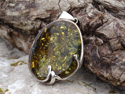 Pendentif Ambre Argent 925
