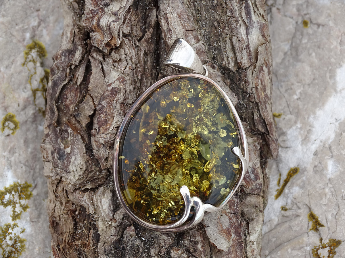 Pendentif Ambre Argent 925