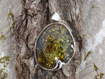 Pendentif Ambre Argent 925