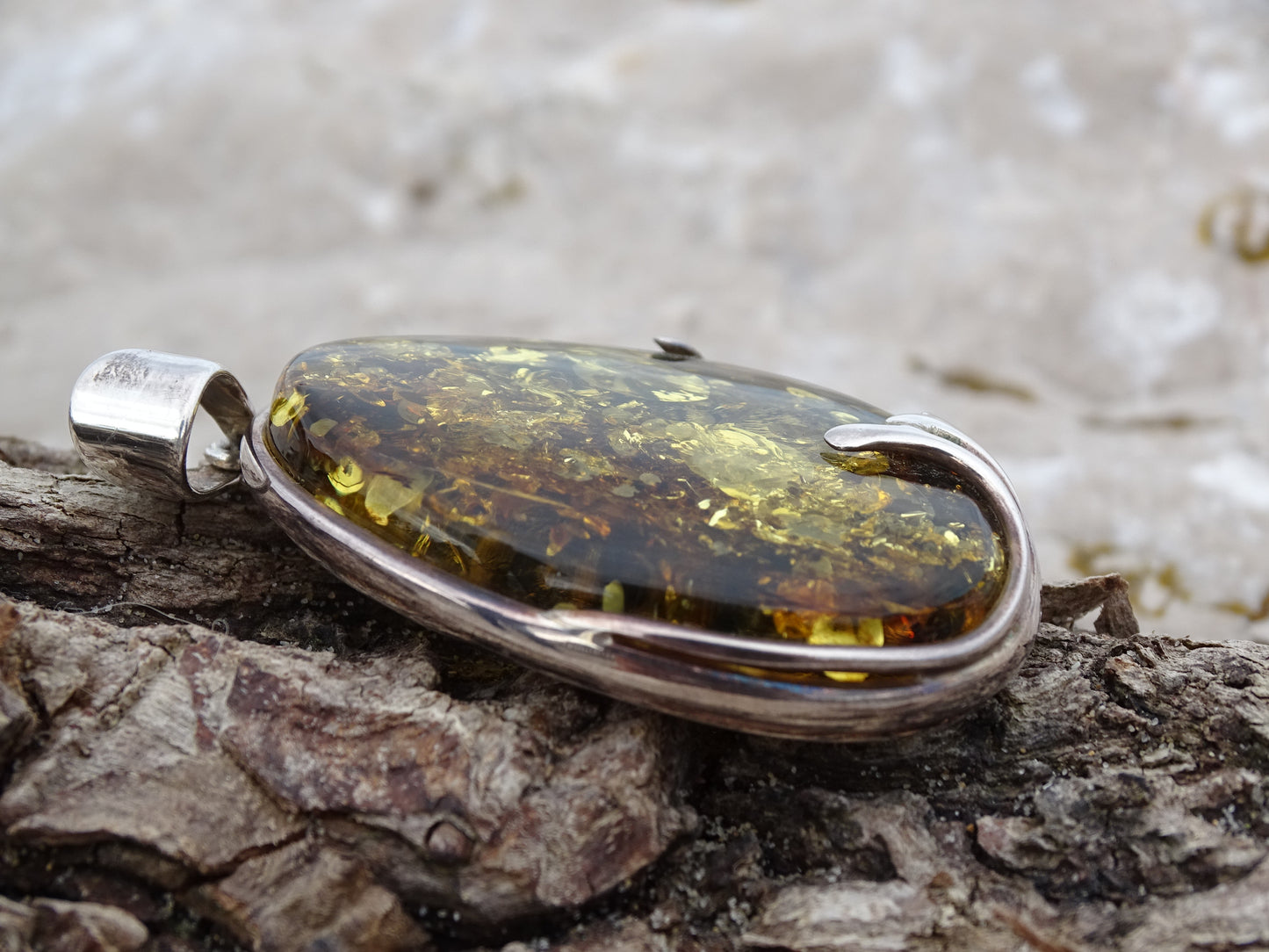 Pendentif Ambre Argent 925