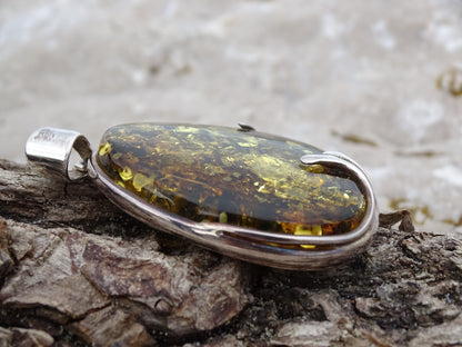Pendentif Ambre Argent 925