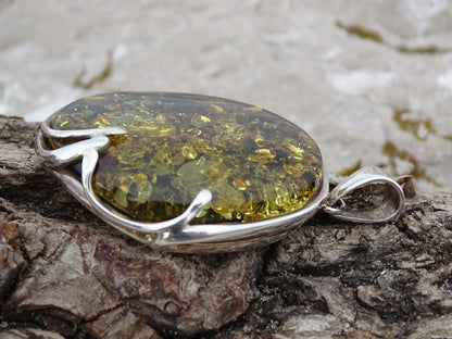 Pendentif Ambre Argent 925