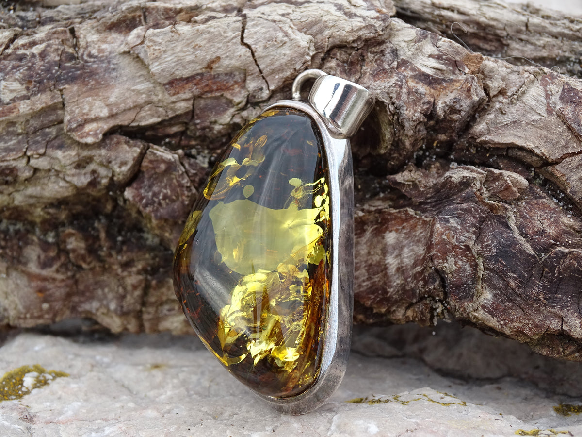 Pendentif Ambre Argent 925