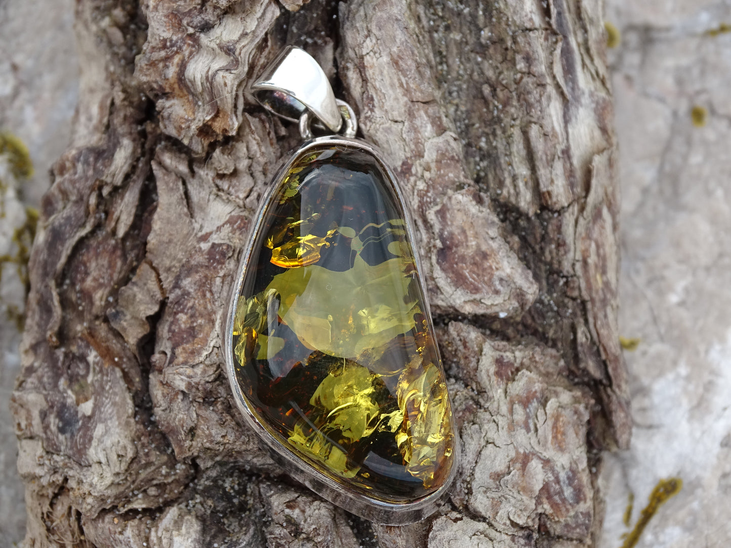 Pendentif Ambre Argent 925