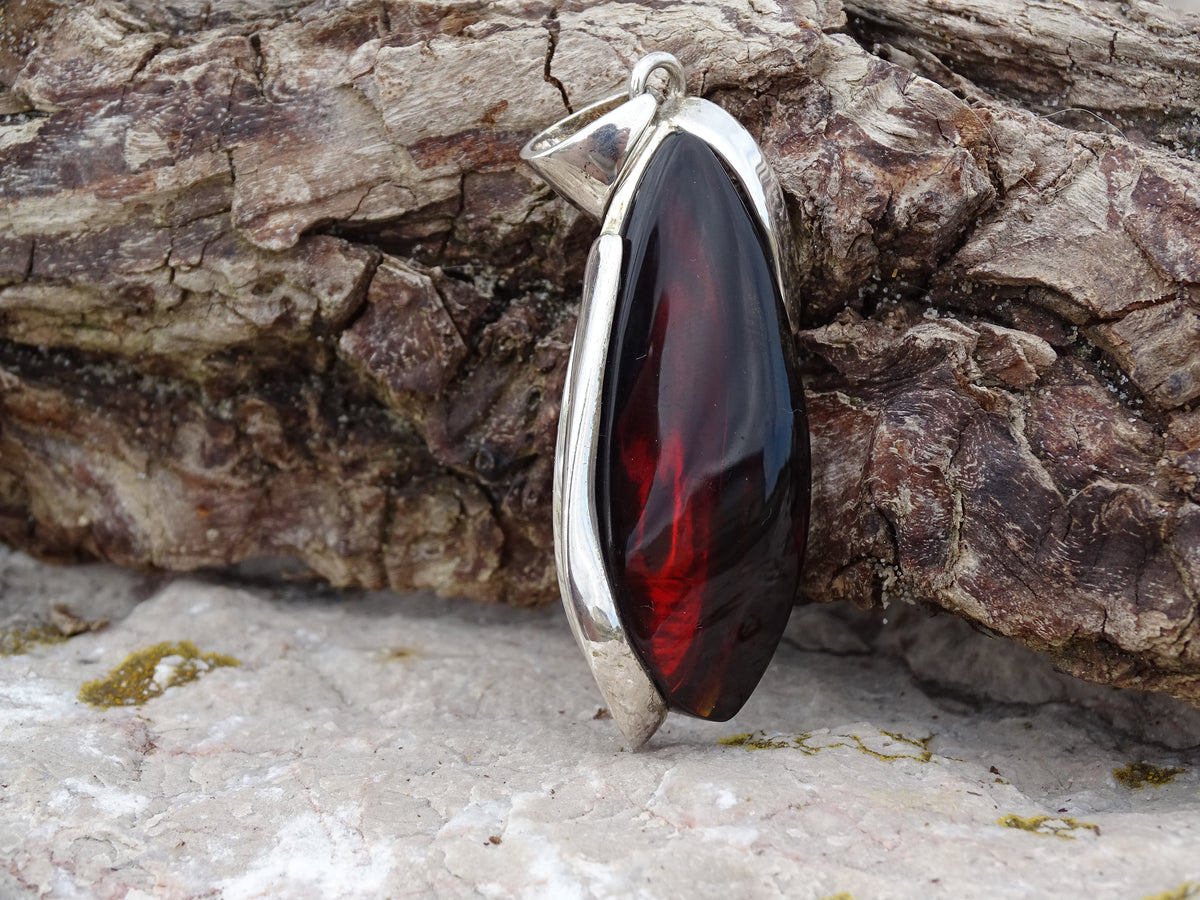 Pendentif Ambre Argent 925