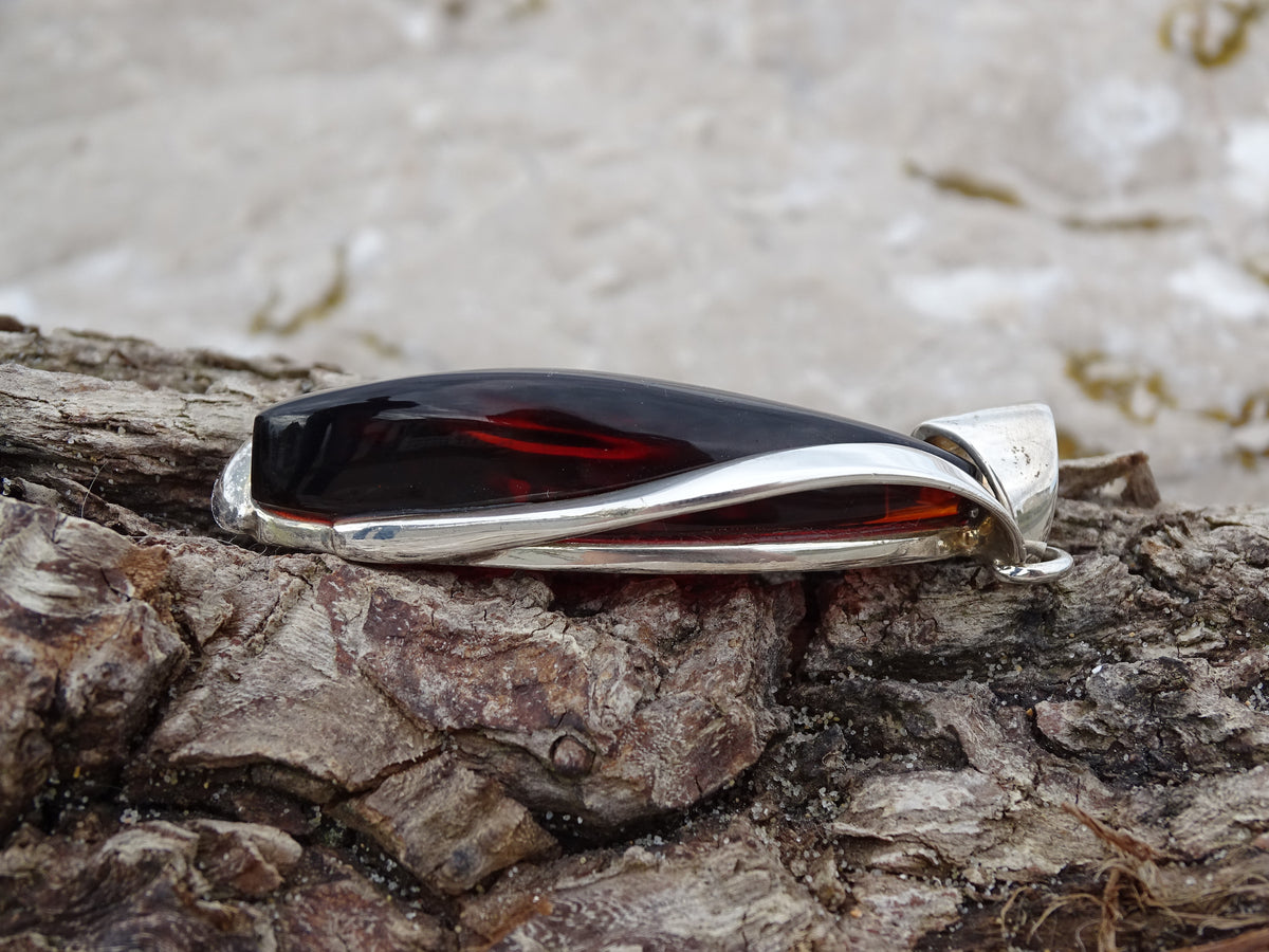 Pendentif Ambre Argent 925