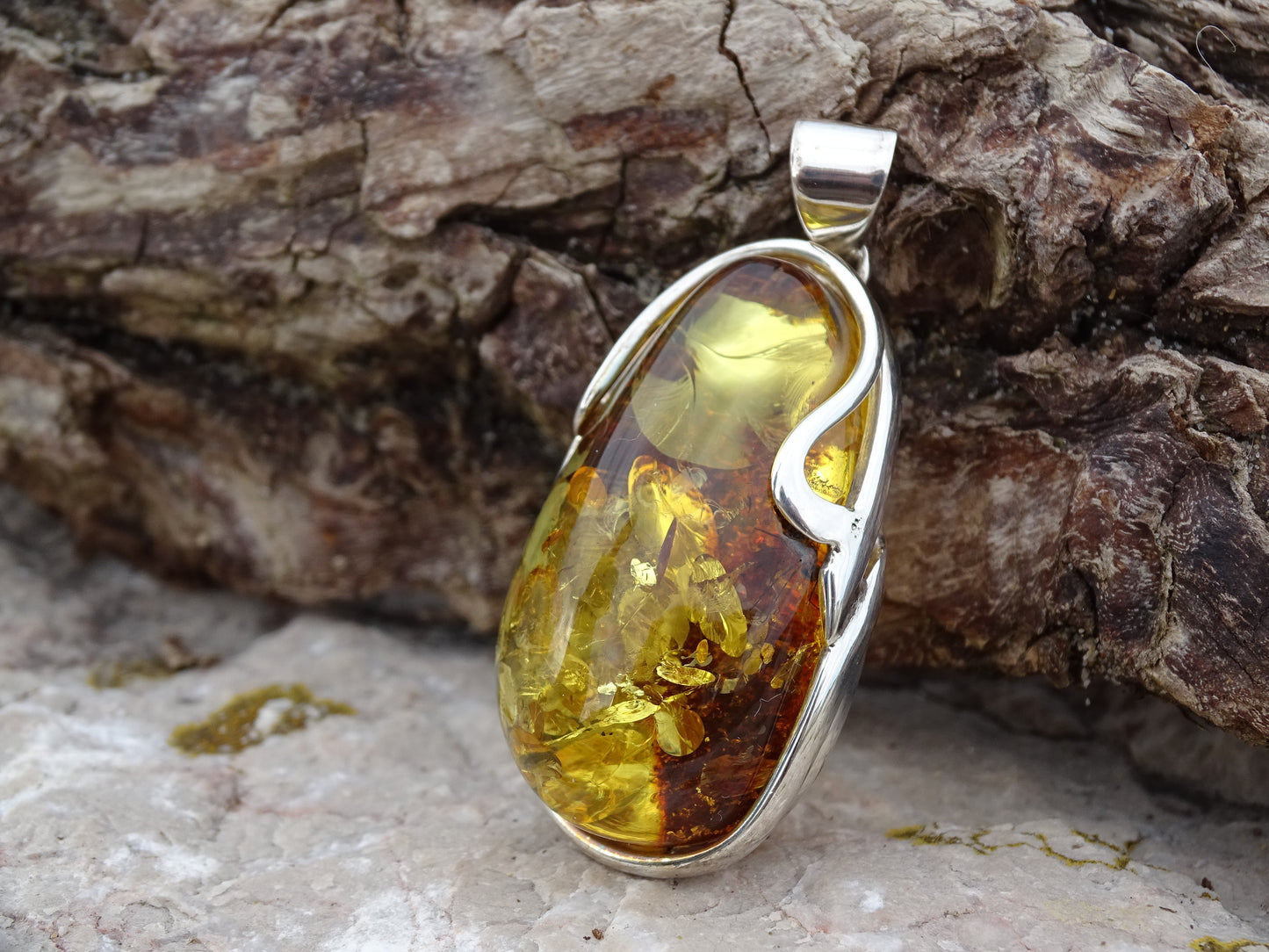 Pendentif Ambre Argent 925