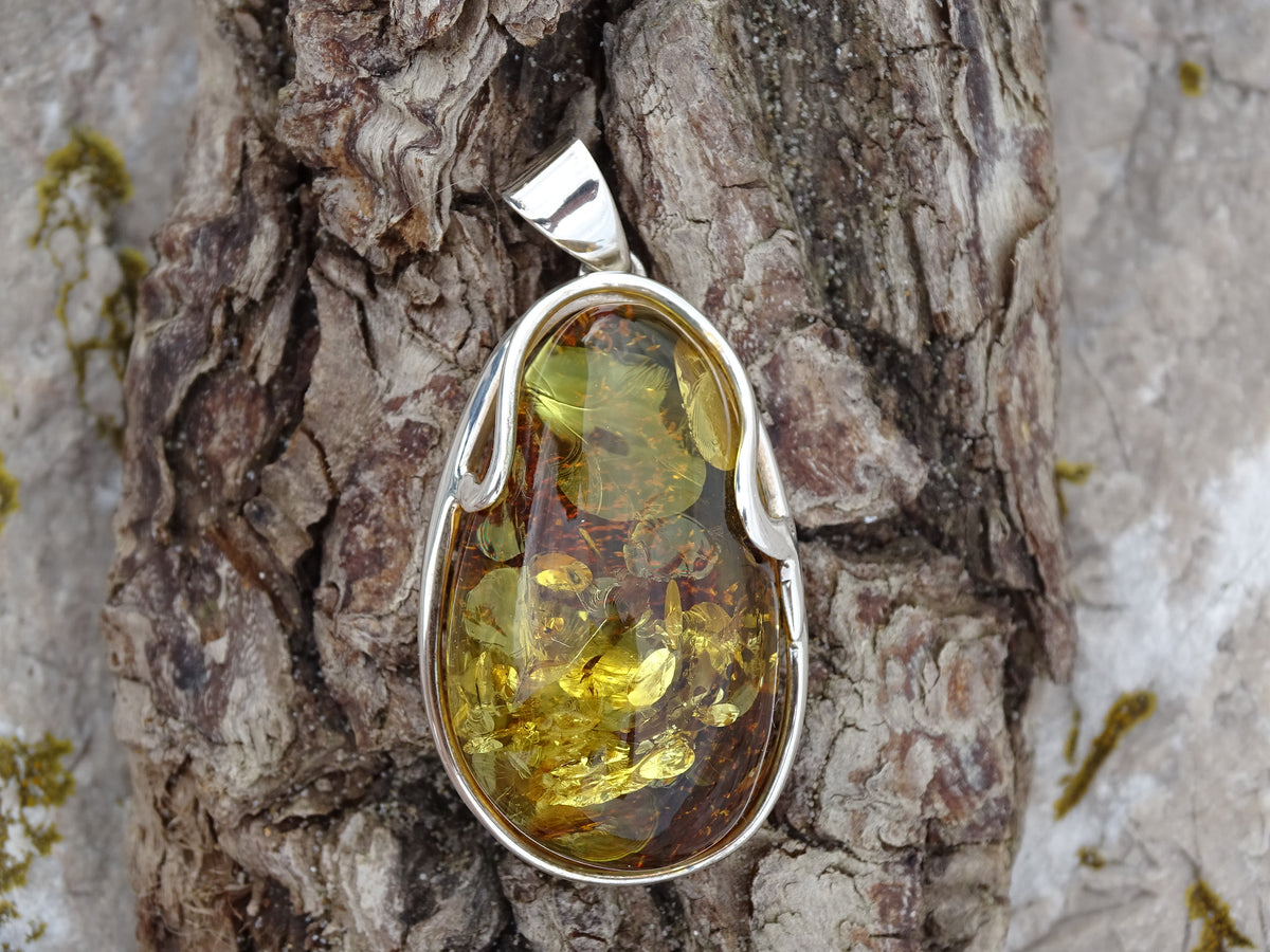 Pendentif Ambre Argent 925