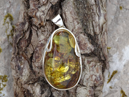 Pendentif Ambre Argent 925