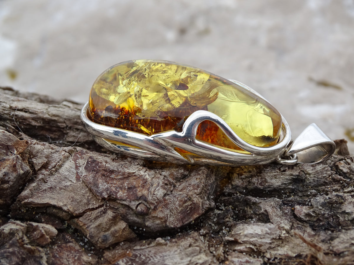 Pendentif Ambre Argent 925