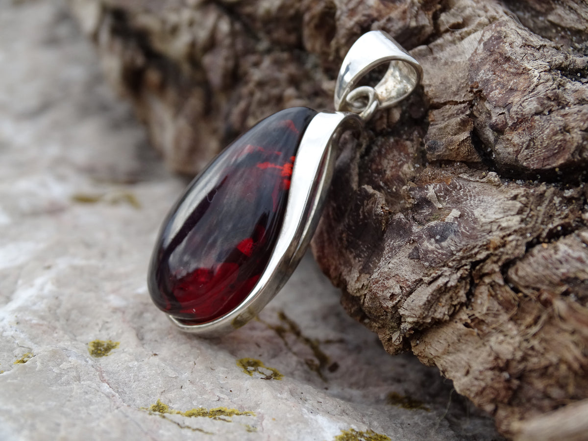 Pendentif Ambre Argent 925
