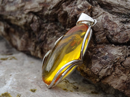 Pendentif Ambre Argent 925