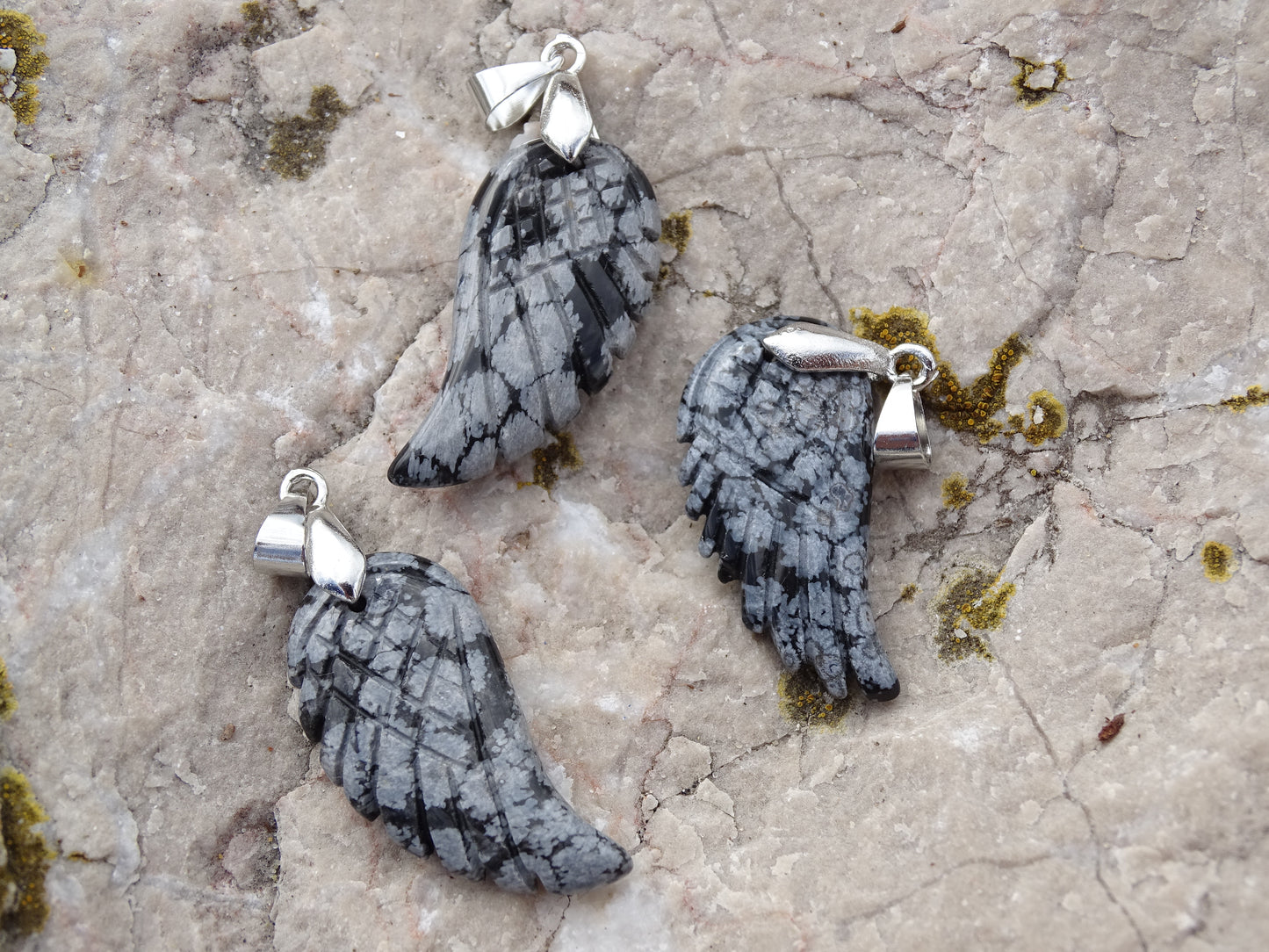Pendentif Obsidienne Flocon de Neige Aile