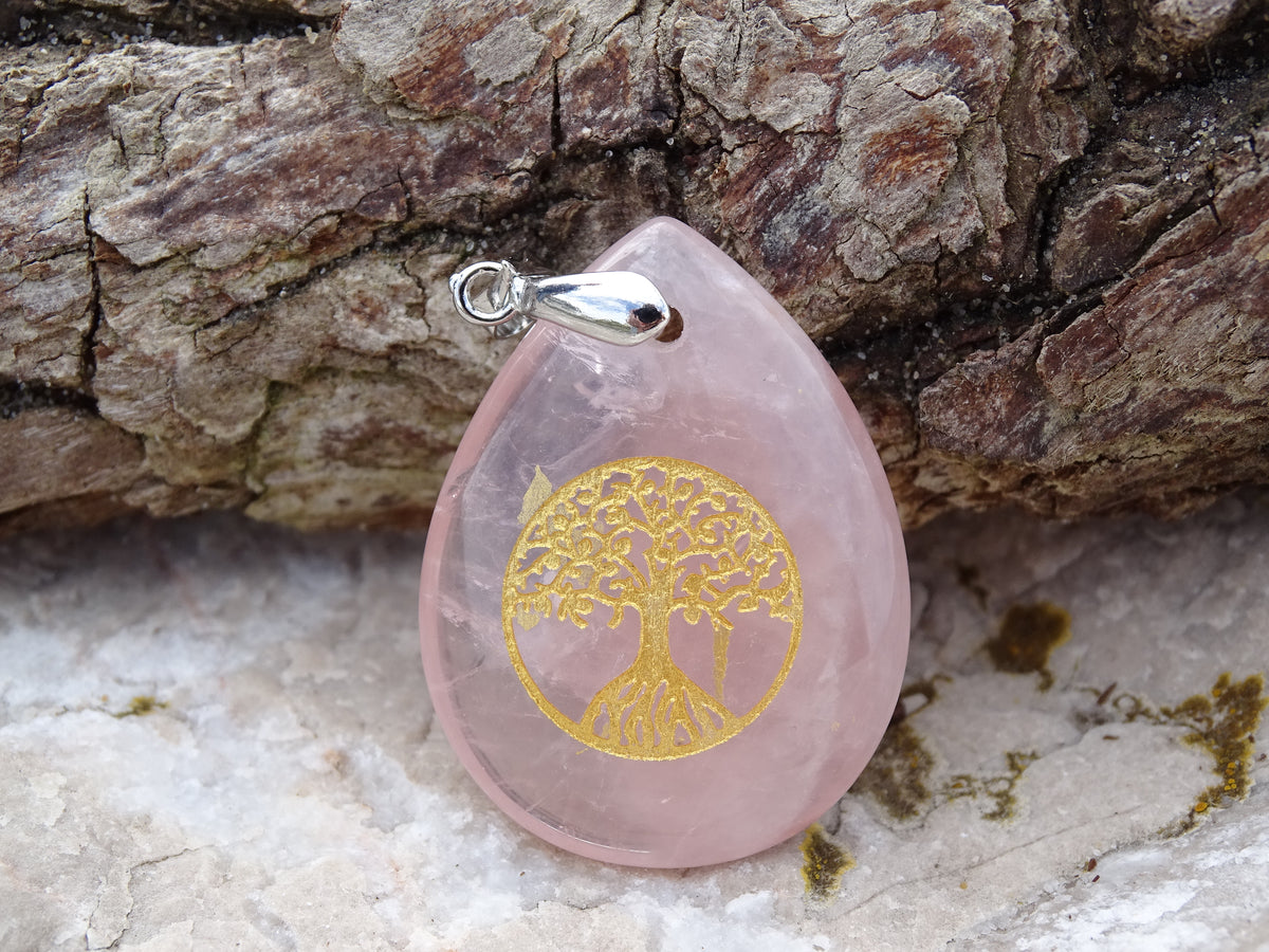 Rose Quartz Tree of Life Pendant