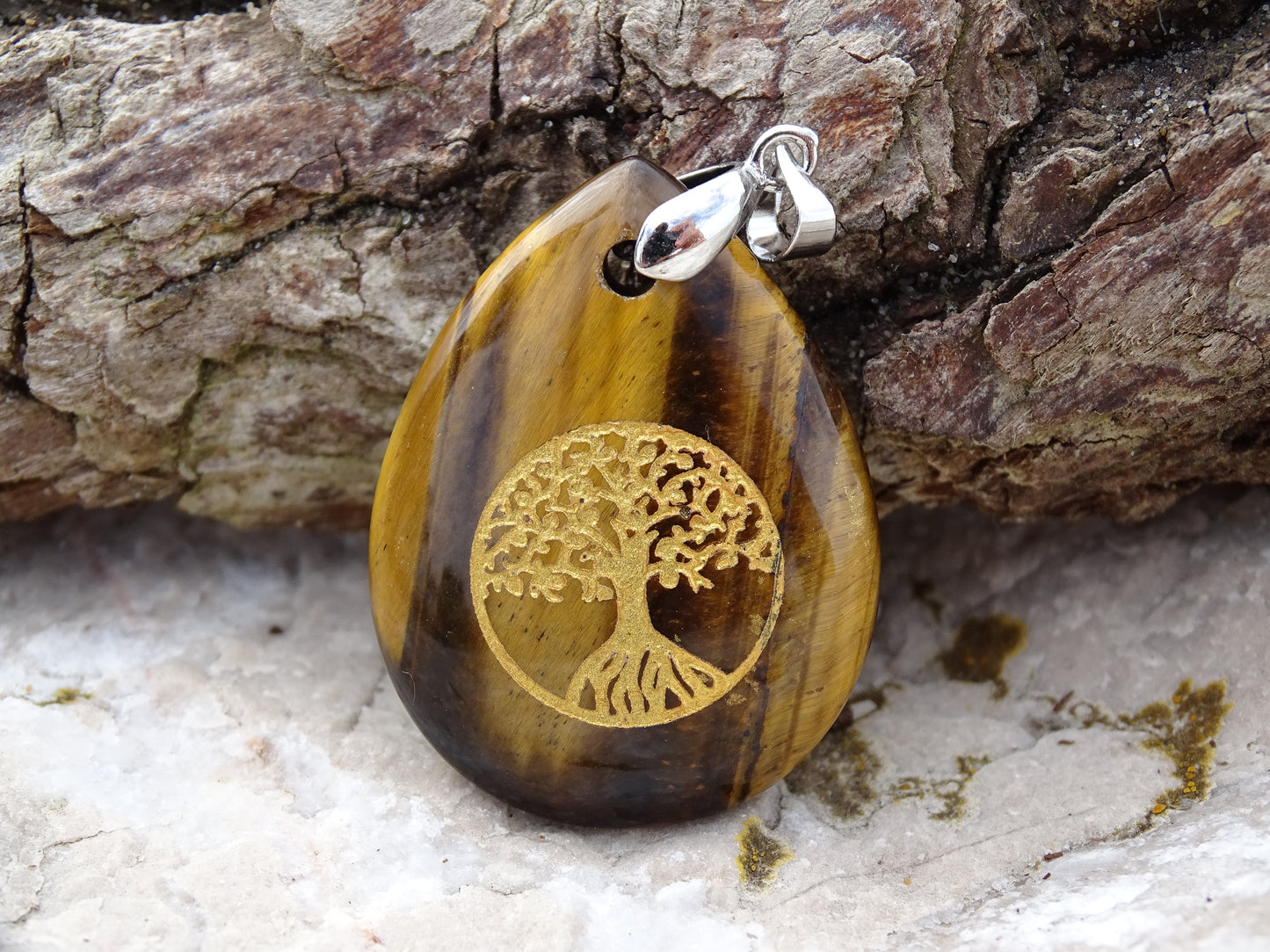 Pendentif Oeil de Tigre Arbre de Vie