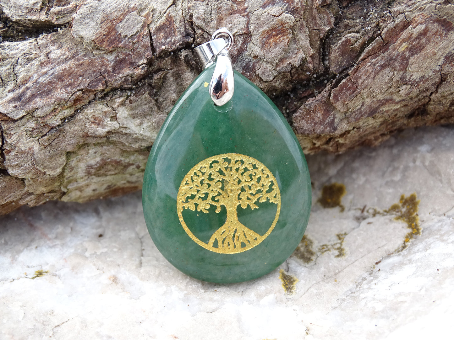 Pendentif Aventurine Verte Arbre de Vie
