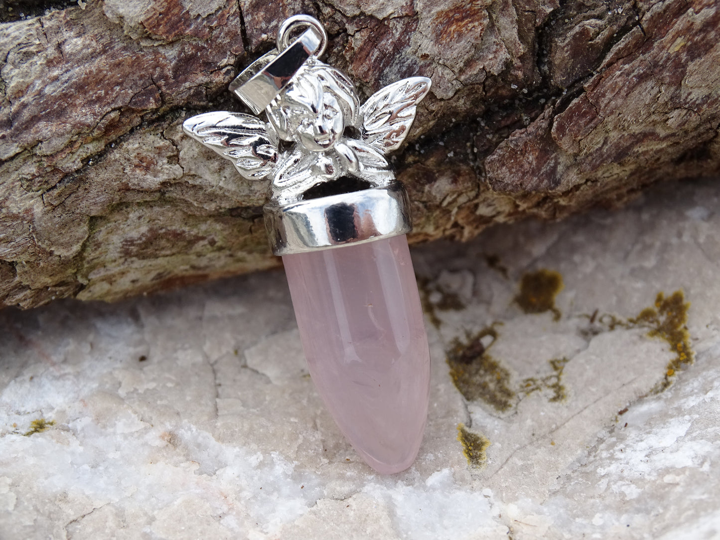 Pendentif Quartz Rose Ange