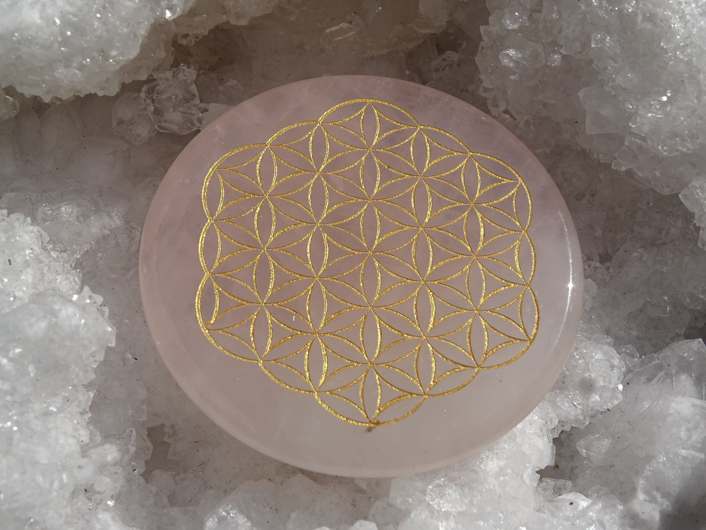 Quartz Rose Fleur de Vie - Pierres - Colibri Minéraux et Bien-être