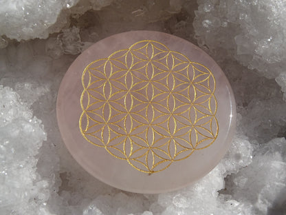 Quartz Rose Fleur de Vie - Pierres - Colibri Minéraux et Bien-être