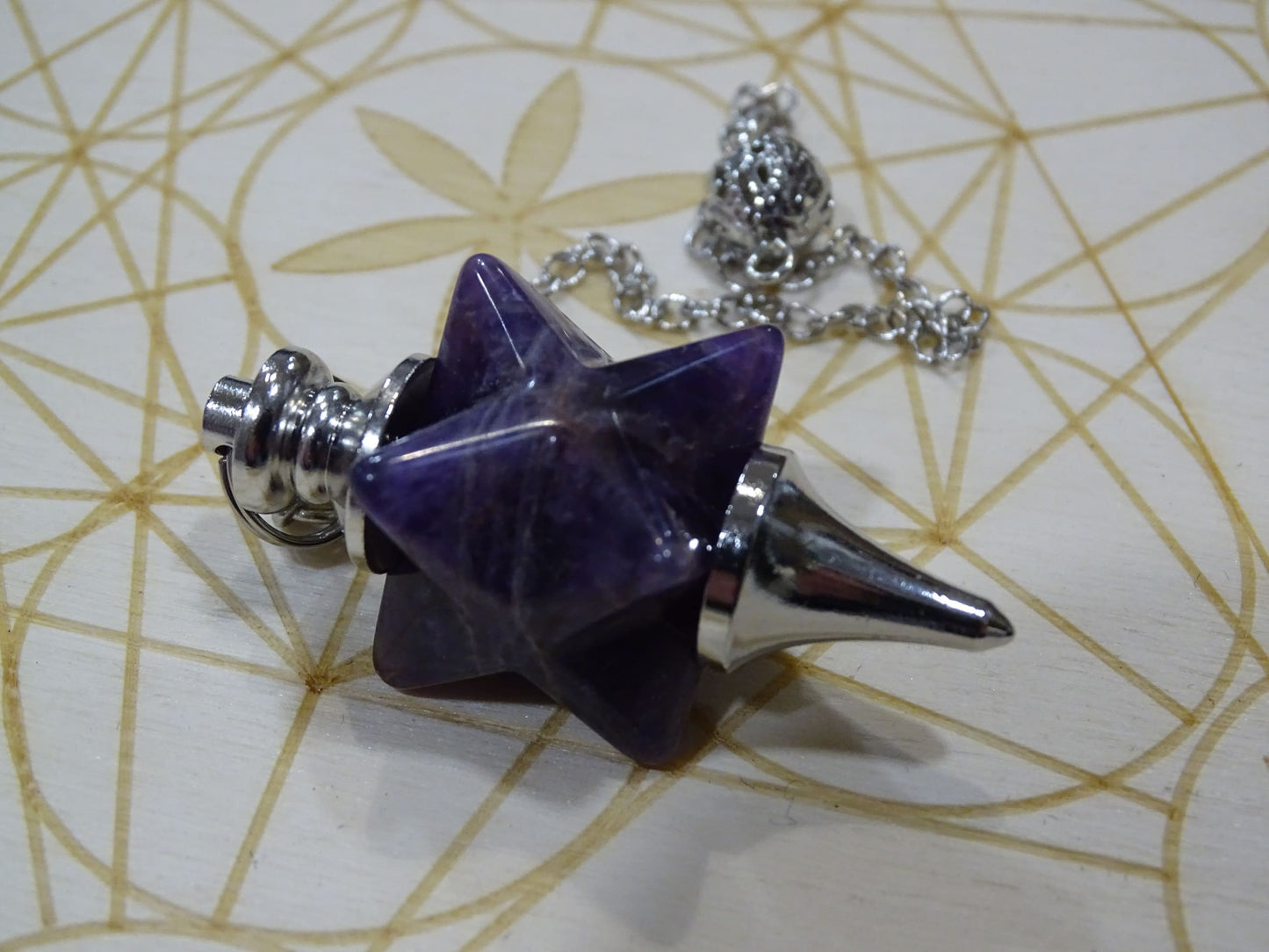 Pendule Améthyste Merkabah - Cristaux - Colibri Minéraux et Bien-être