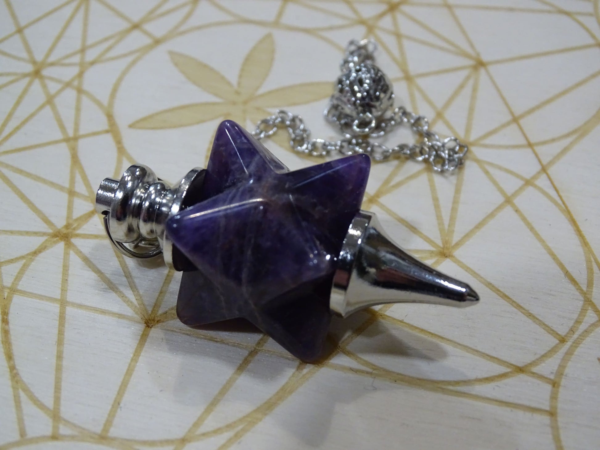Pendule Améthyste Merkabah - Cristaux - Colibri Minéraux et Bien-être