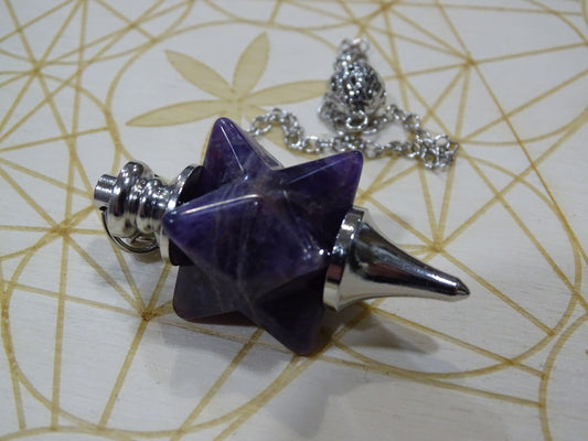 Pendule Améthyste Merkabah - Cristaux - Colibri Minéraux et Bien-être