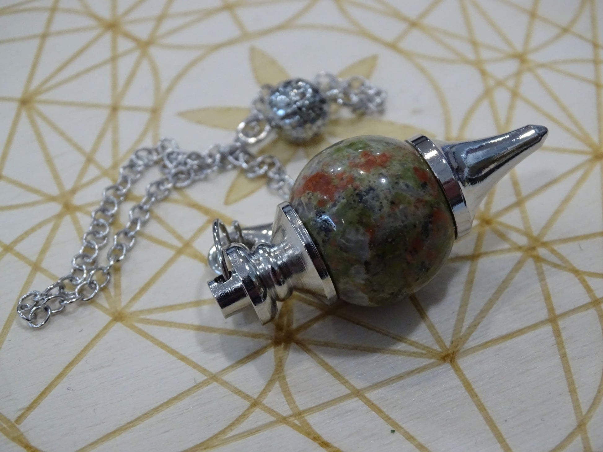 Pendule Unakite Séphoroton - Pierres - Colibri Minéraux et Bien-être