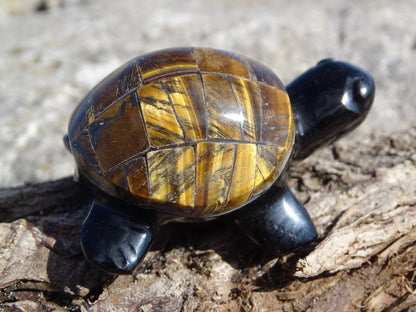 Animaux Obsidienne Noire Oeil de Tigre Tortue - Pierres - Colibri Minéraux et Bien-être