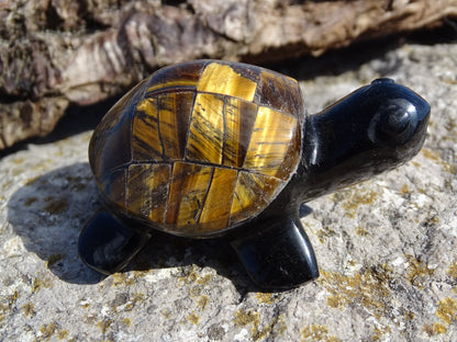 Animaux Obsidienne Noire Oeil de Tigre Tortue - Pierres - Colibri Minéraux et Bien-être
