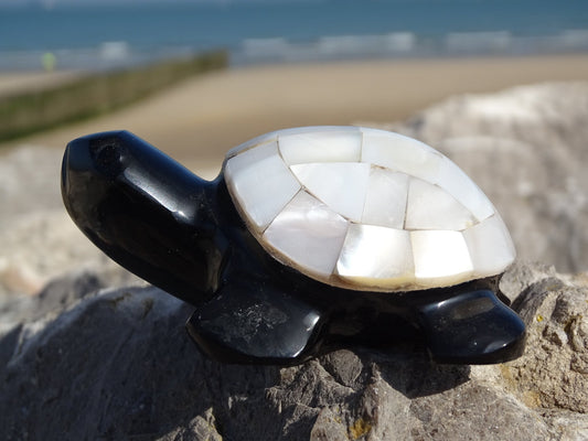 Animaux Obsidienne Noire Tortue Nacre - Pierres - Colibri Minéraux et Bien-être