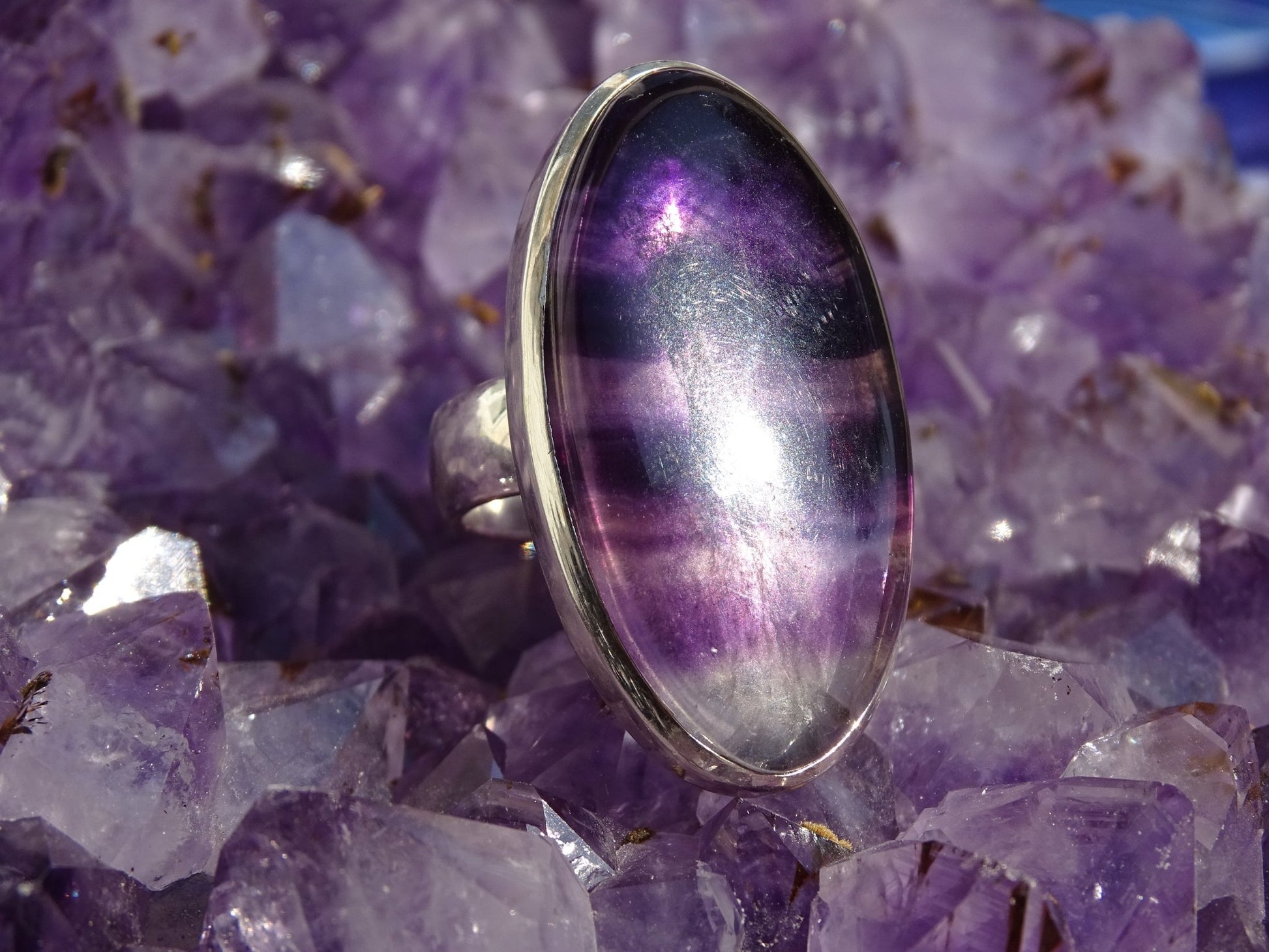 Bague Fluorite Argent 925 Taille 55 Réglable - Bague - Colibri Minéraux et Bien-être