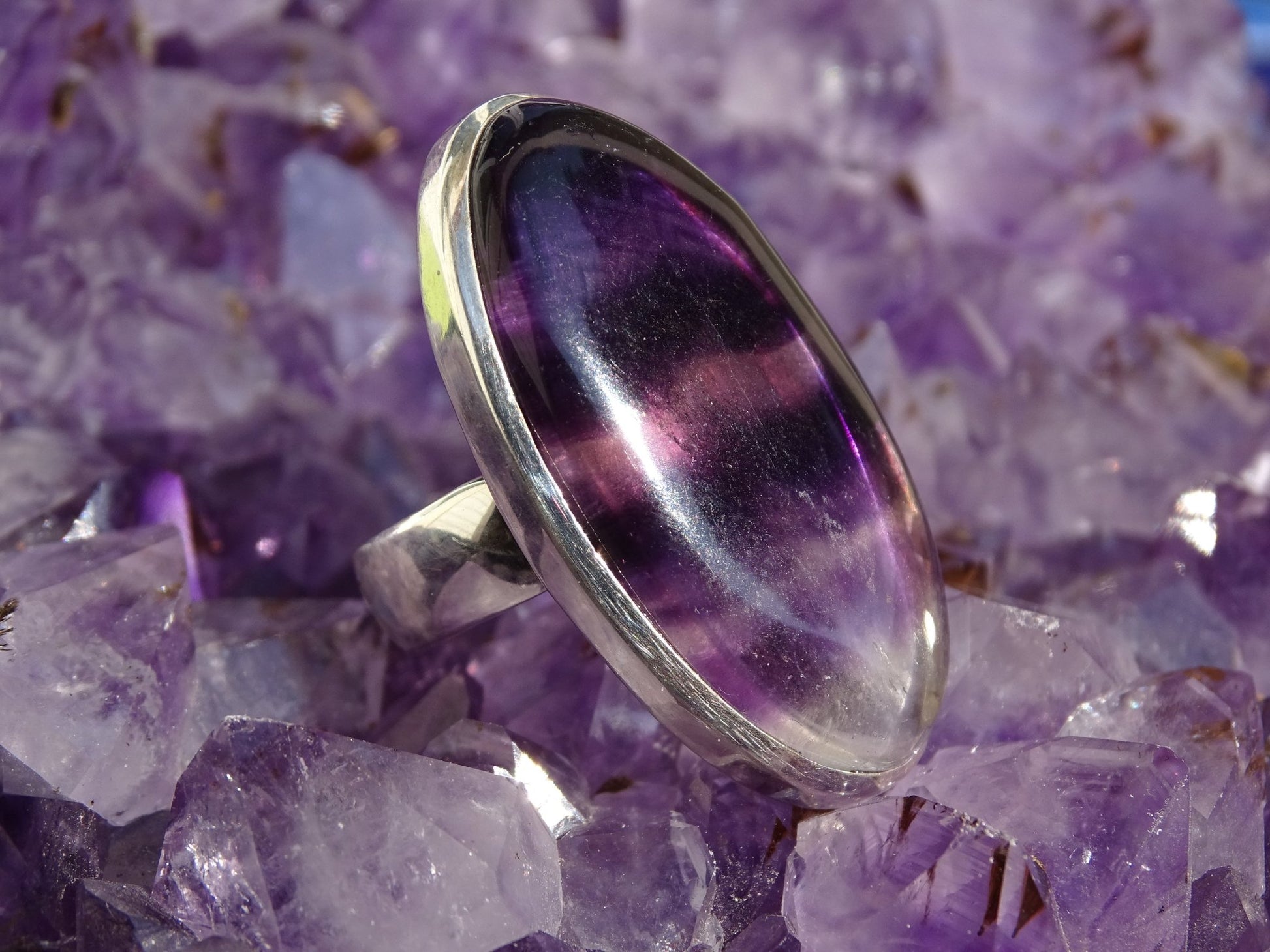 Bague Fluorite Argent 925 Taille 55 Réglable - Bague - Colibri Minéraux et Bien-être