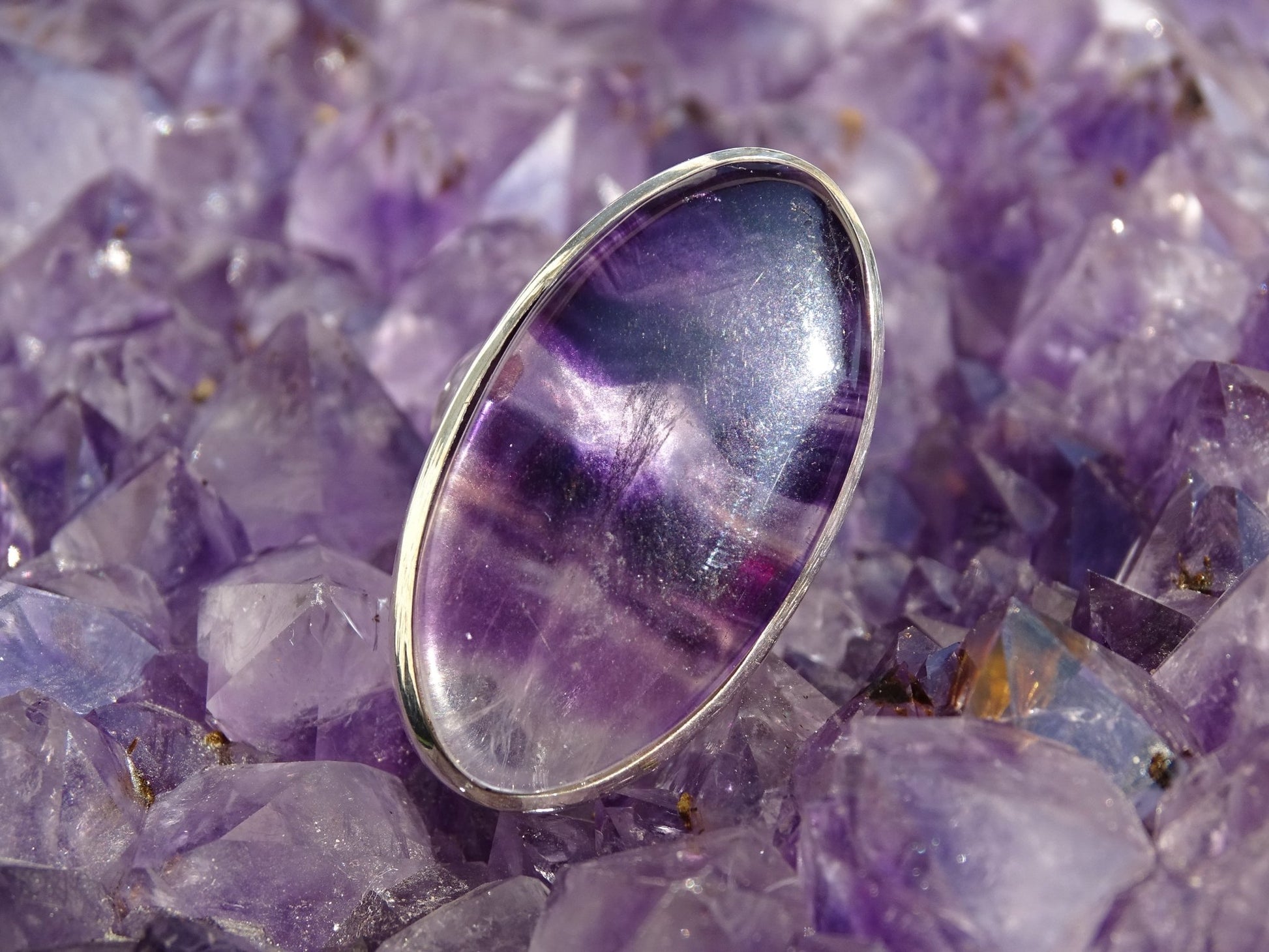 Bague Fluorite Argent 925 Taille 55 Réglable - Bague - Colibri Minéraux et Bien-être