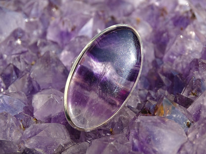 Bague Fluorite Argent 925 Taille 55 Réglable - Bague - Colibri Minéraux et Bien-être