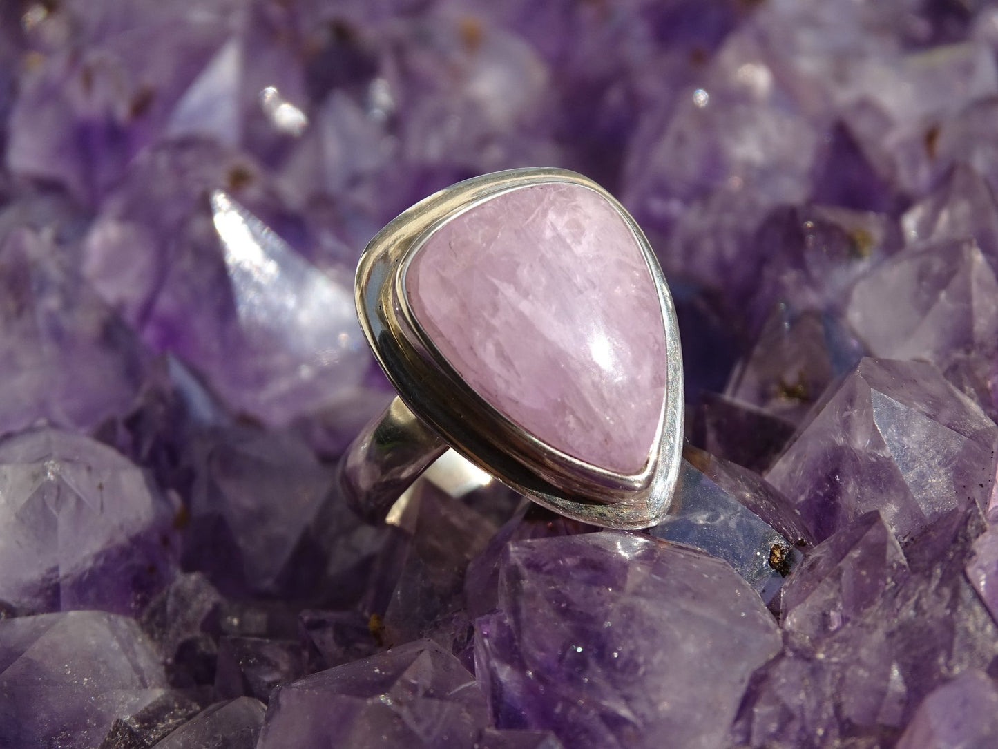 Bague Kunzite Argent 925 Taille 58 Réglable - Bague - Colibri Minéraux et Bien-être