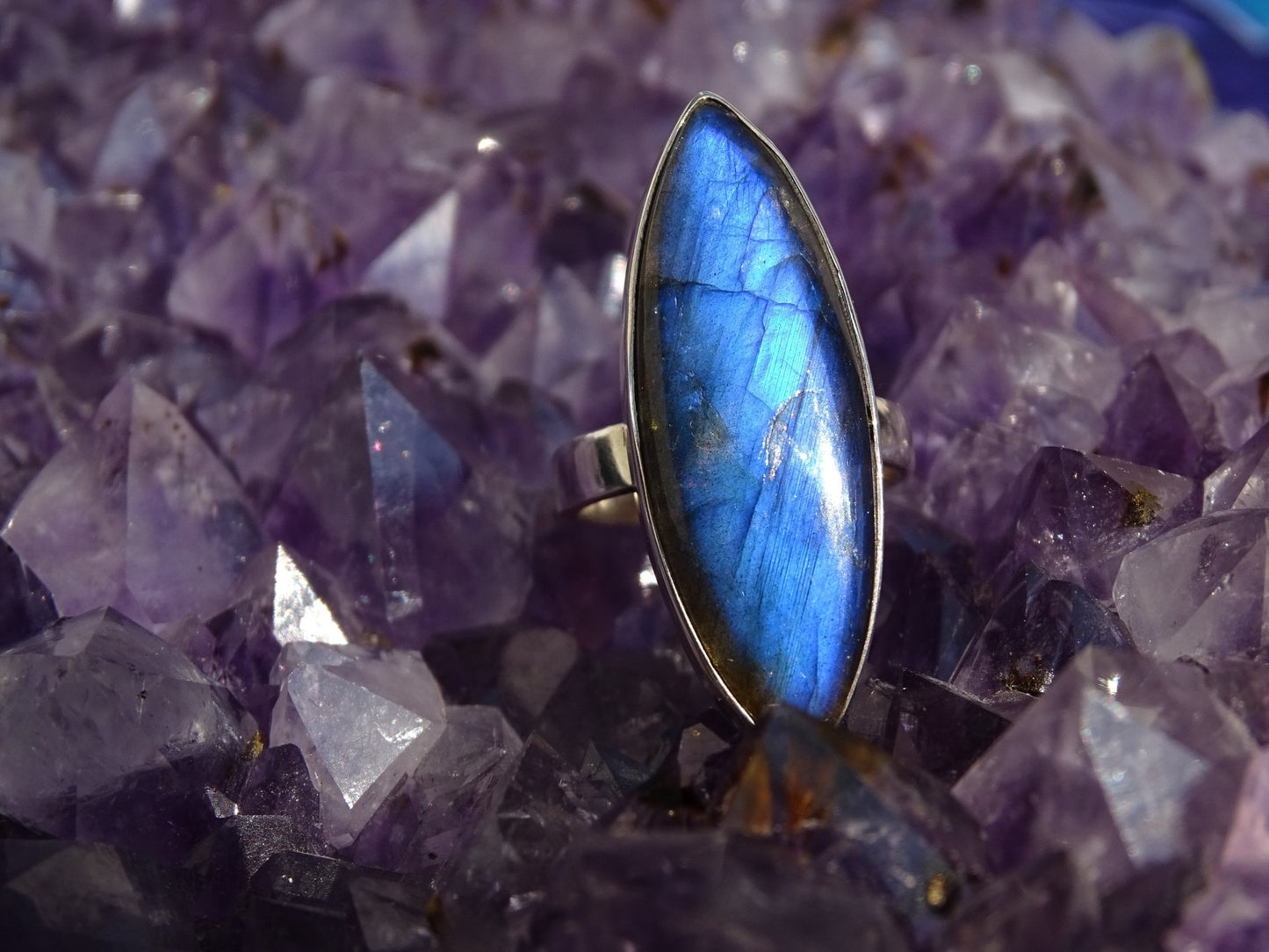 Bague Labradorite Argent 925 Taille 52 Réglable - Bague - Colibri Minéraux et Bien-être
