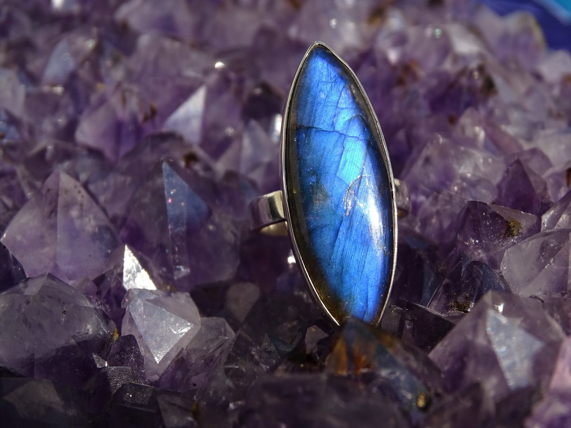 Bague Labradorite Argent 925 Taille 52 Réglable - Bague - Colibri Minéraux et Bien-être