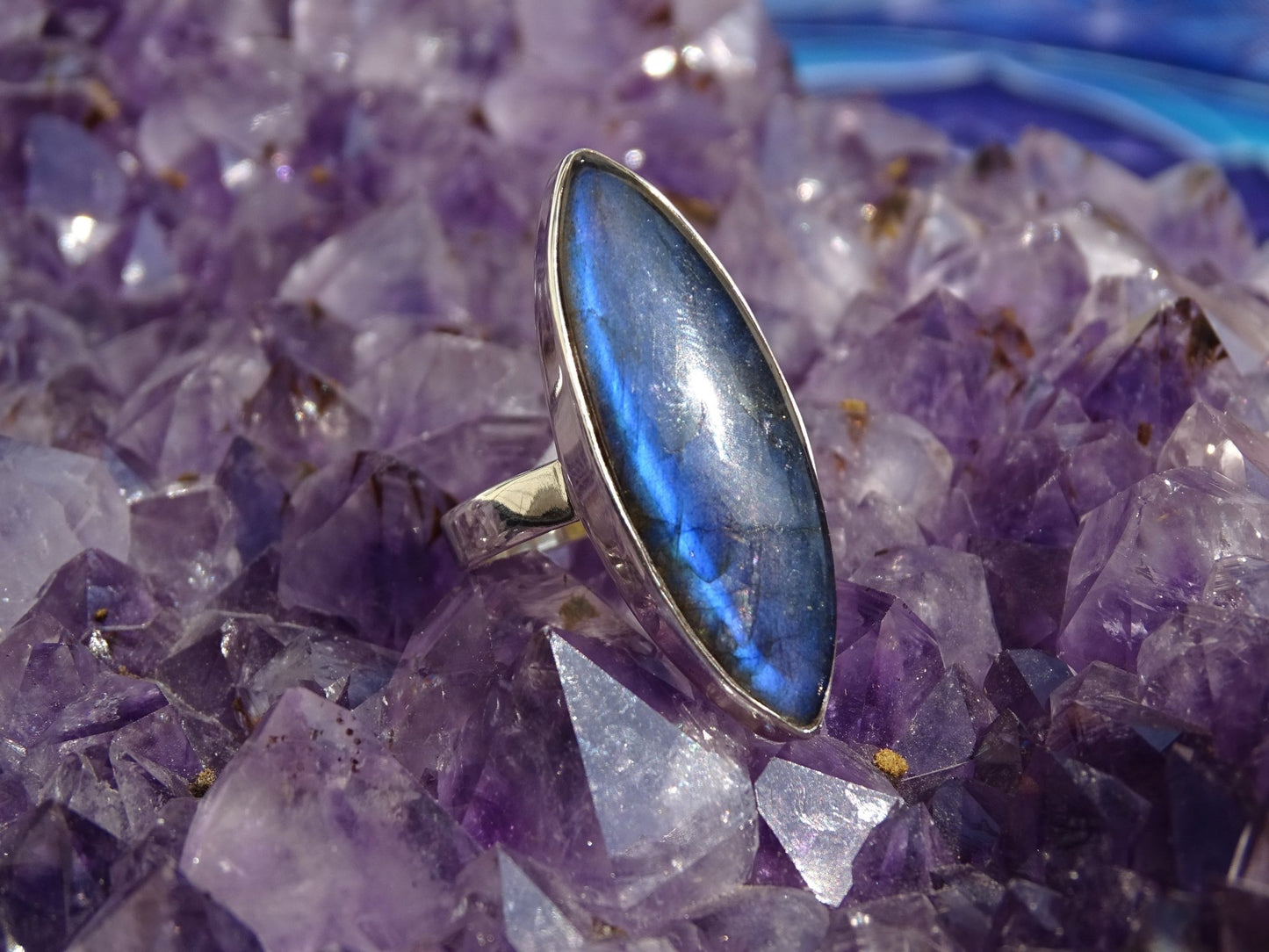Bague Labradorite Argent 925 Taille 52 Réglable - Bague - Colibri Minéraux et Bien-être