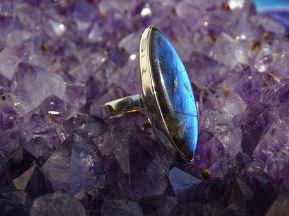 Bague Labradorite Argent 925 Taille 52 Réglable - Bague - Colibri Minéraux et Bien-être