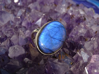 Bague Labradorite Argent 925 Taille 57 - Bague - Colibri Minéraux et Bien-être