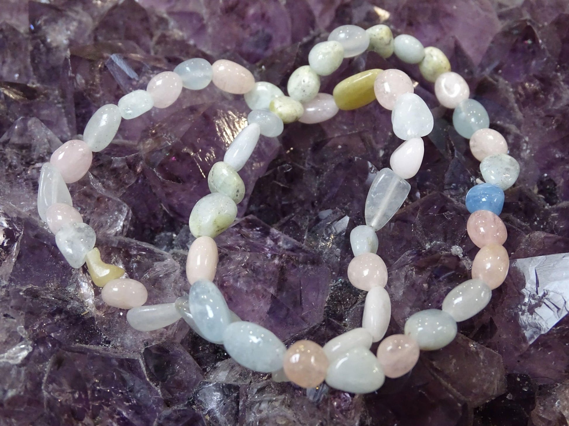 Bracelet Béryl Morganite Aigue Marine - Bracelets - Colibri Minéraux et Bien-être