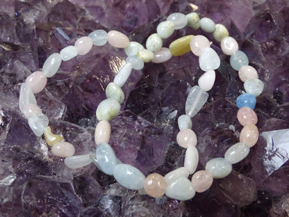 Bracelet Béryl Morganite Aigue Marine - Bracelets - Colibri Minéraux et Bien-être