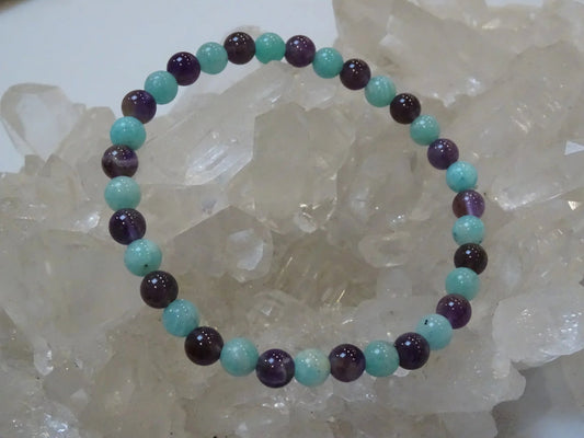 Bracelet Amazonite et Améthyste - Bracelets - Colibri Minéraux et Bien-être