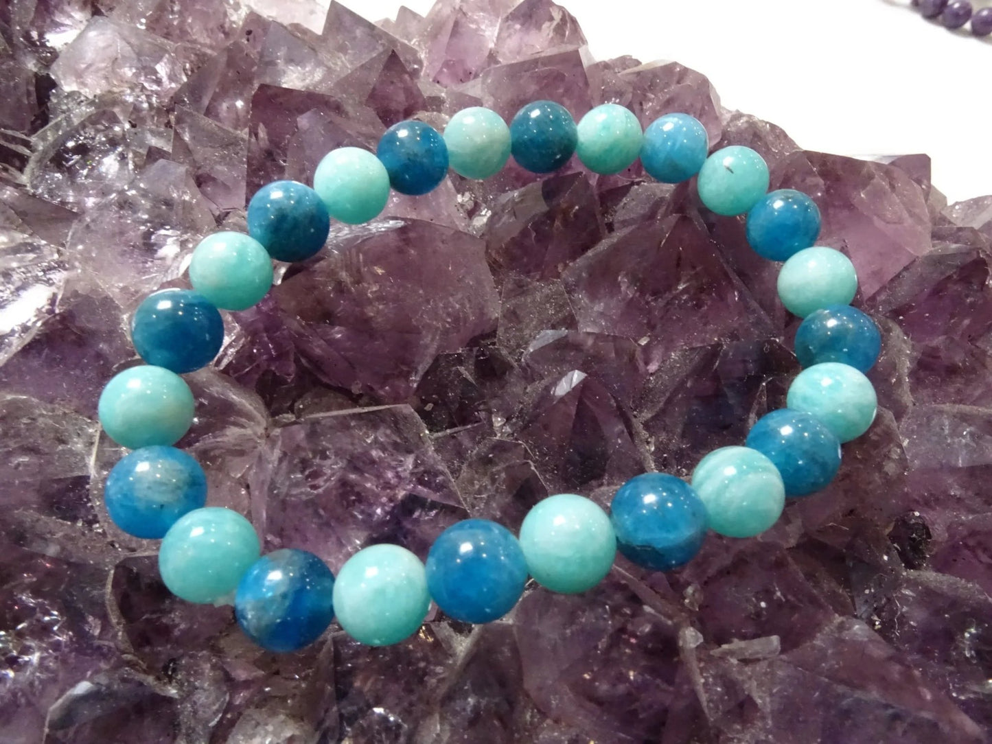Bracelet Apatite Bleue et Amazonite - Bracelets - Colibri Minéraux et Bien-être